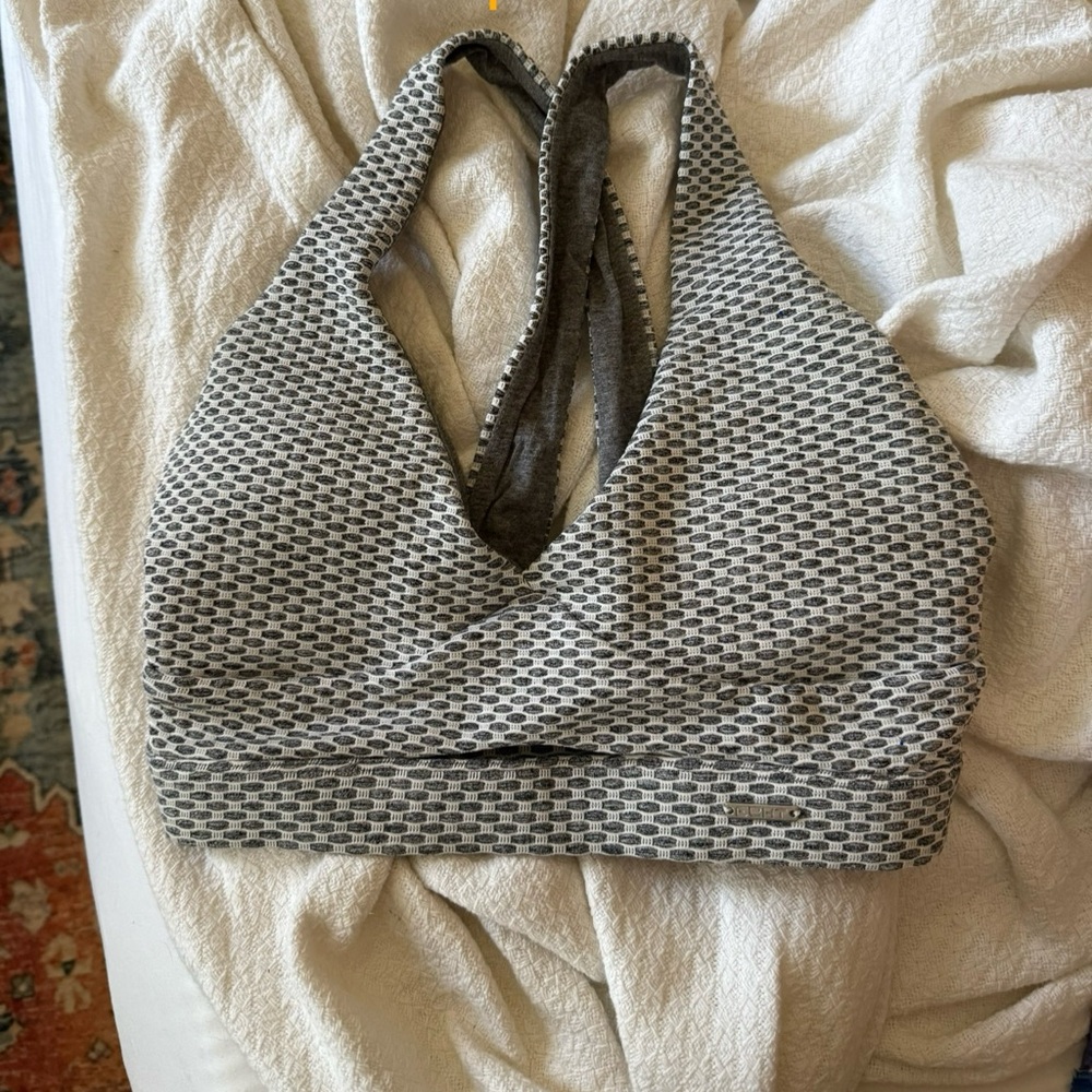 ECHT Textured White and Gray Halter Bralette Small